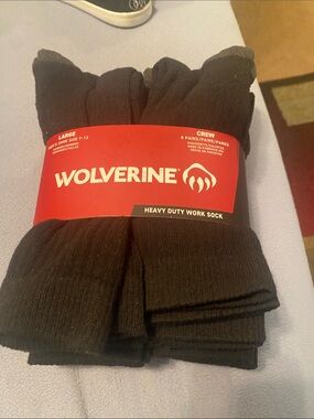 Wolverine Black Crew Heavy Duty Work Socks - 8 Pack